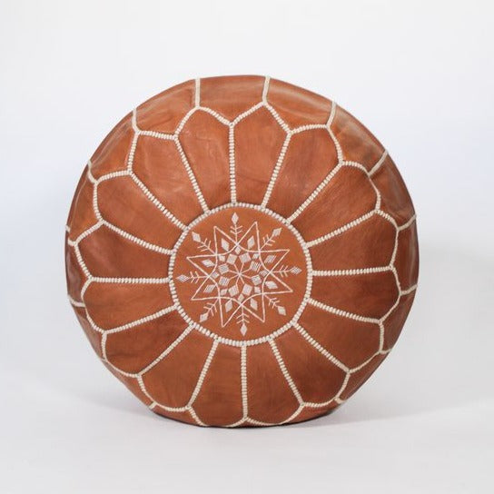 Pouf Marocain en cuir - Broderie